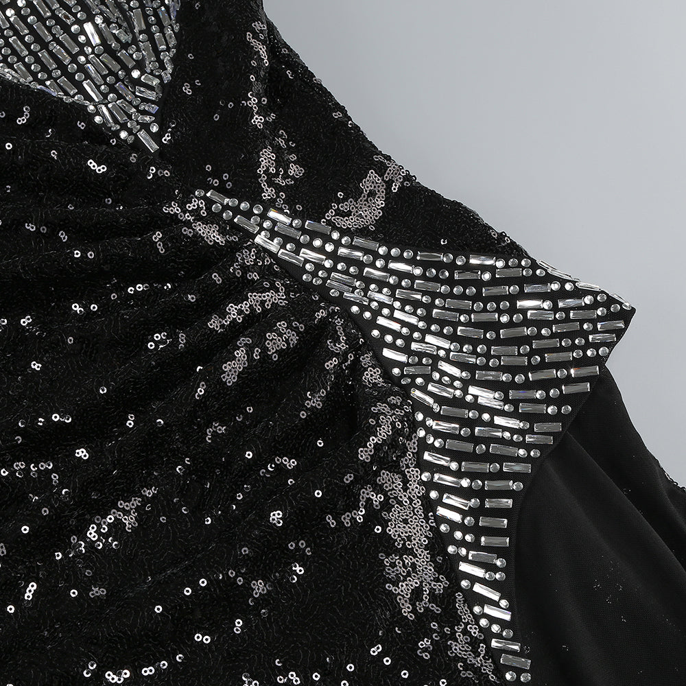 Luxe Noir Étoilé Evening Dress – Texture Detail