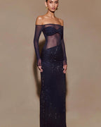 Luxe Burgundy Veil Evening Dress – Full Length