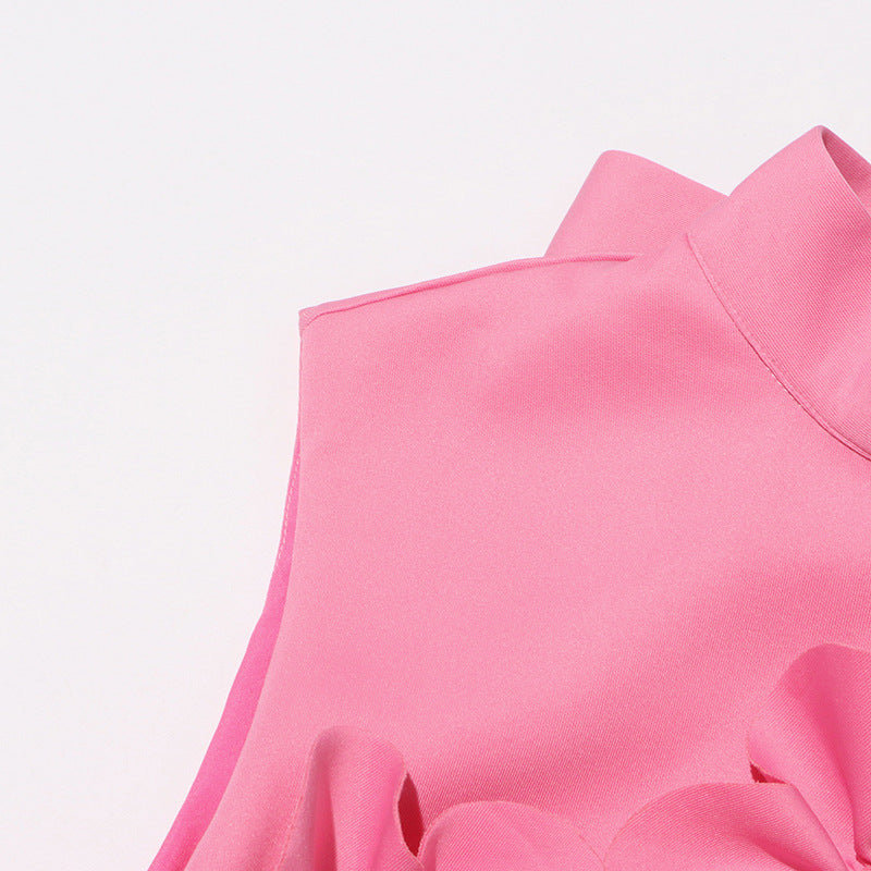Alluring Petal Drama Evening Dress – Back View