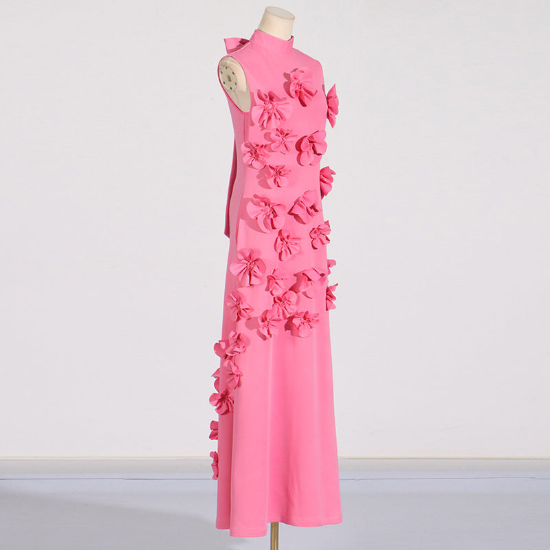 Alluring Petal Drama Evening Dress – Worn View