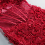 Exquisite Crimson Embrace Cocktail Dress – Draped Look