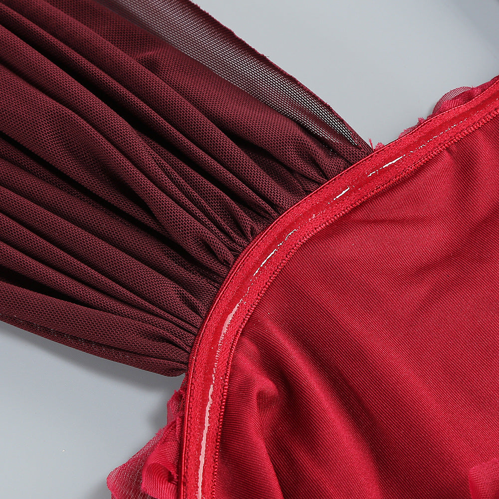 Exquisite Crimson Embrace Cocktail Dress – Flow Shot