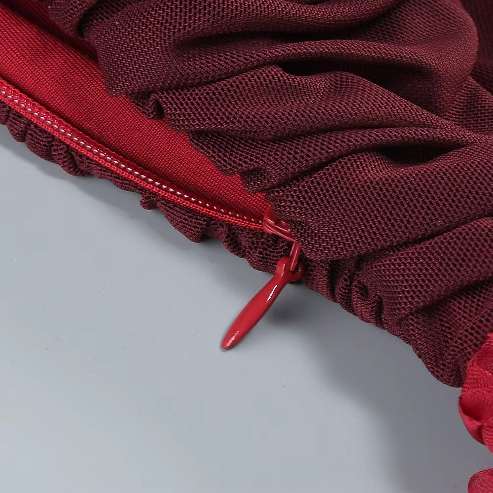 Exquisite Velvet Bloom Evening Dress – Detail View