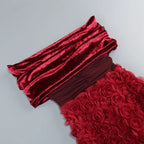 Exquisite Velvet Bloom Evening Dress – Side View