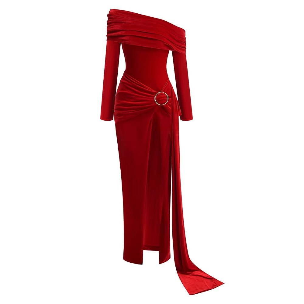 Alluring Red Silence Evening Dress – Full Length