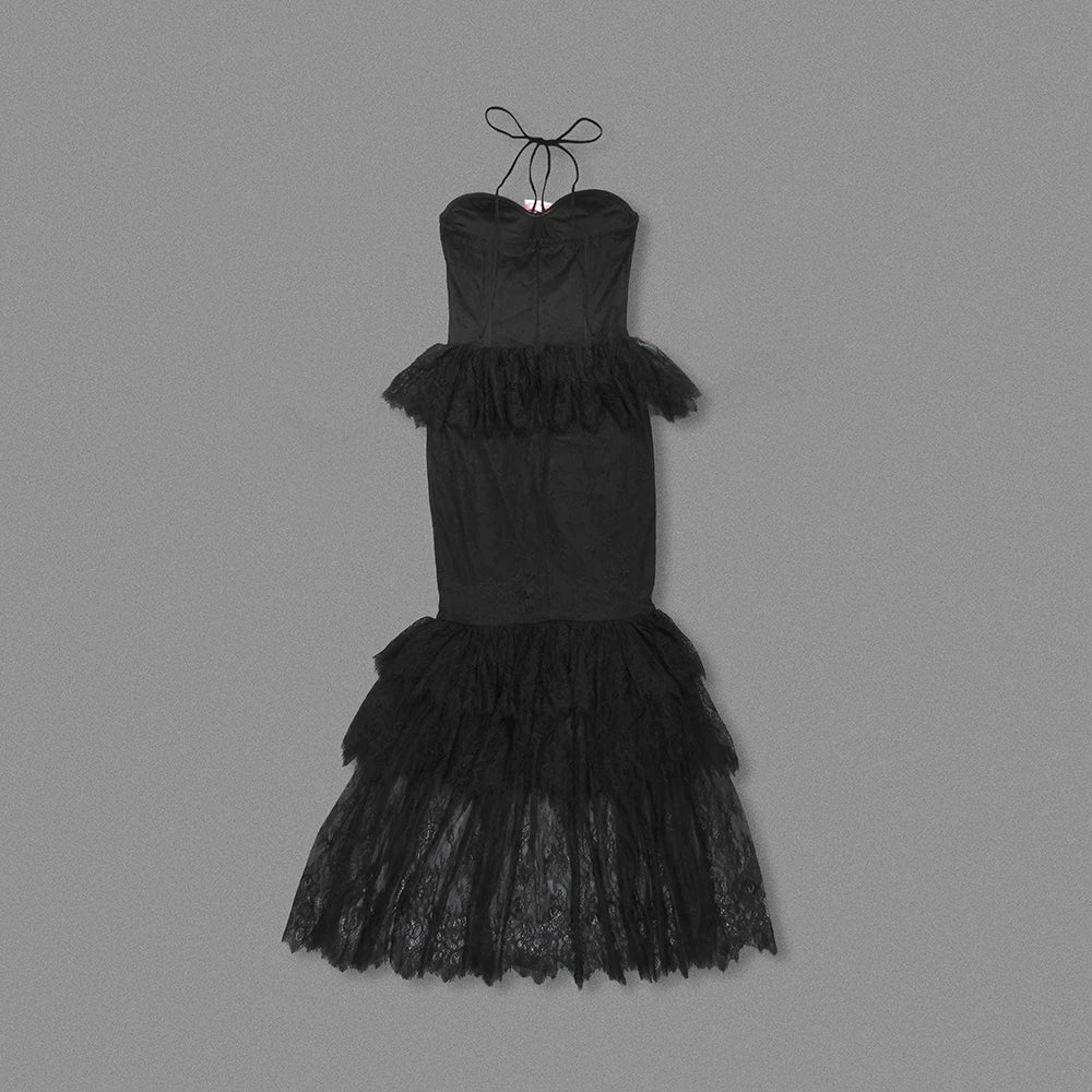 Radiant Midnight Rose Evening Dress – Draped Look