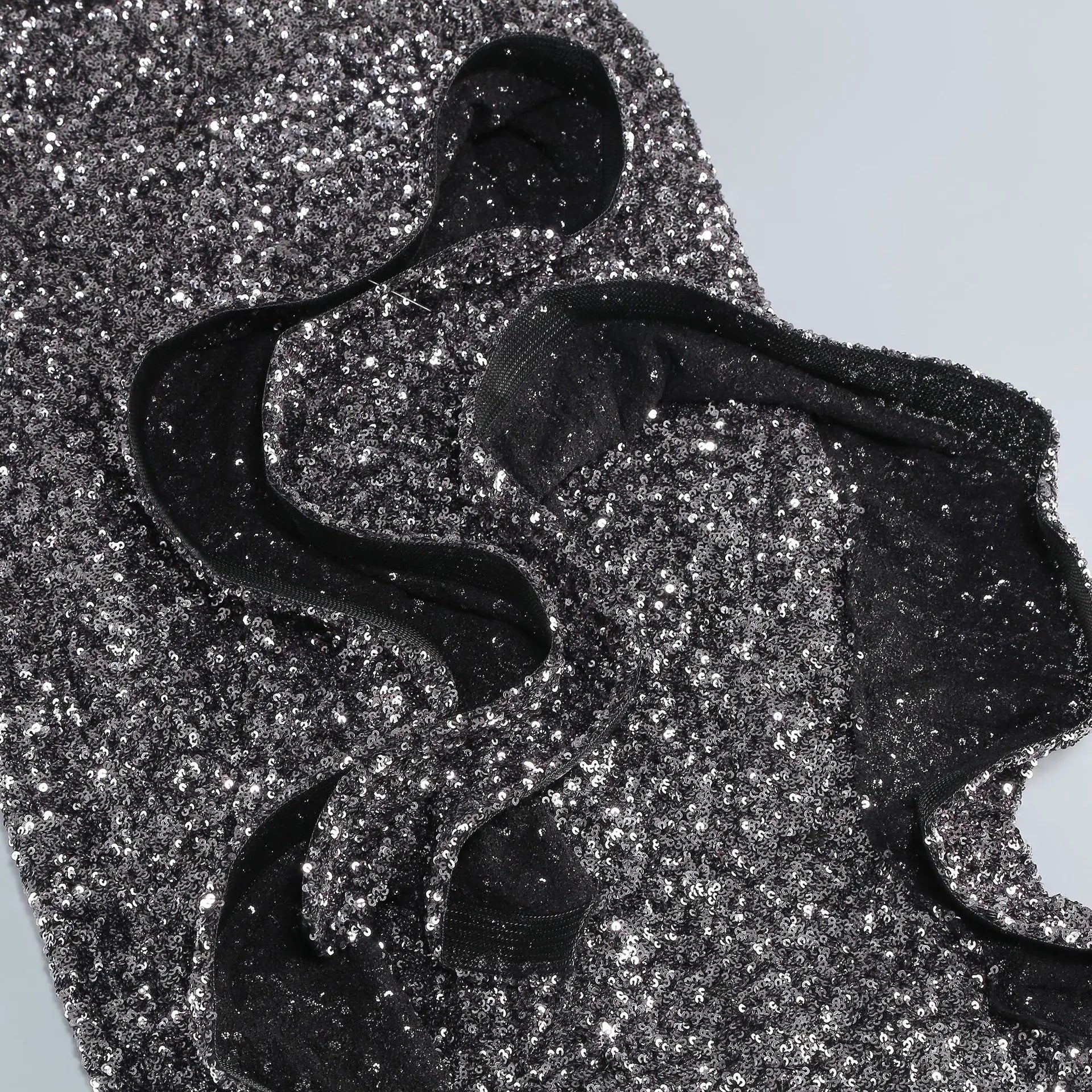 Exquisite Mercury Bloom Evening Dress – Worn View