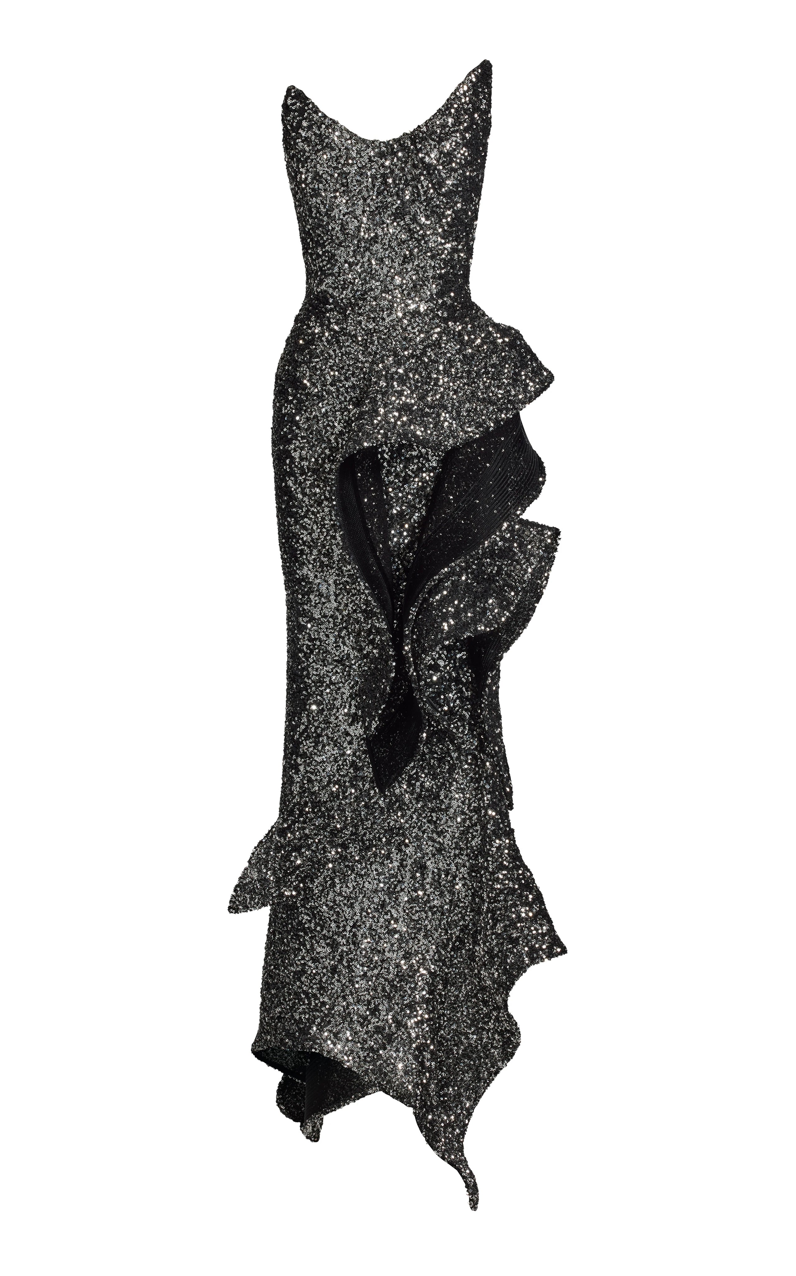 Exquisite Mercury Bloom Evening Dress – Studio View