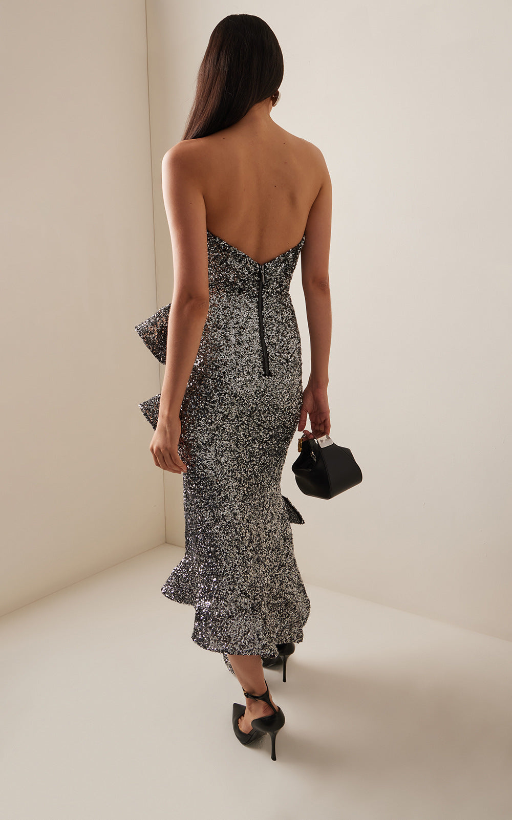 Exquisite Mercury Bloom Evening Dress – Side View