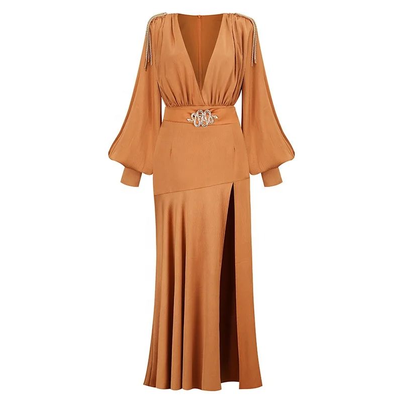 Classic Golden Aura Evening Dress – Front View