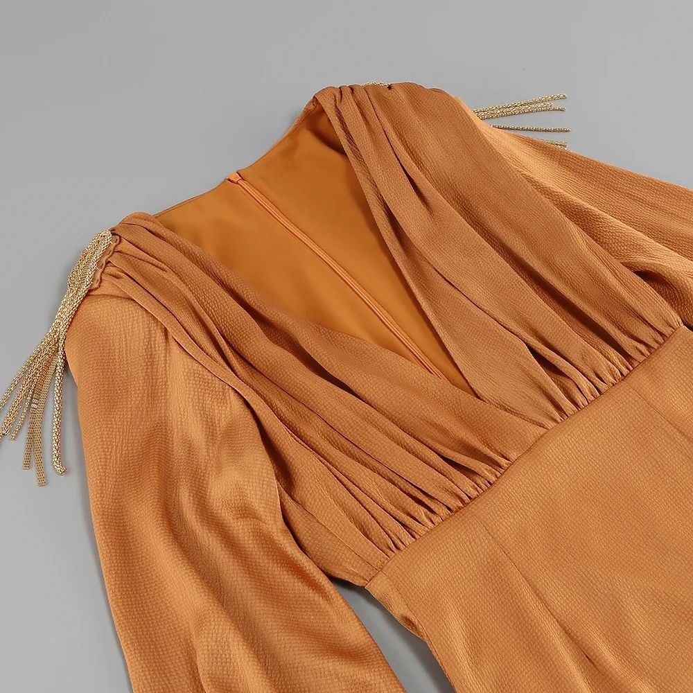 Classic Golden Aura Evening Dress – Close Up