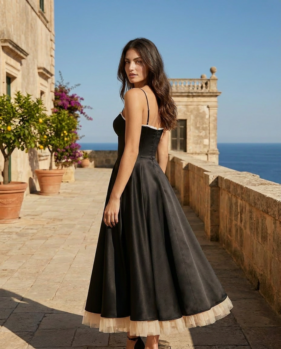 Noir Classic Dress – Side View | Women's Maxi Dress