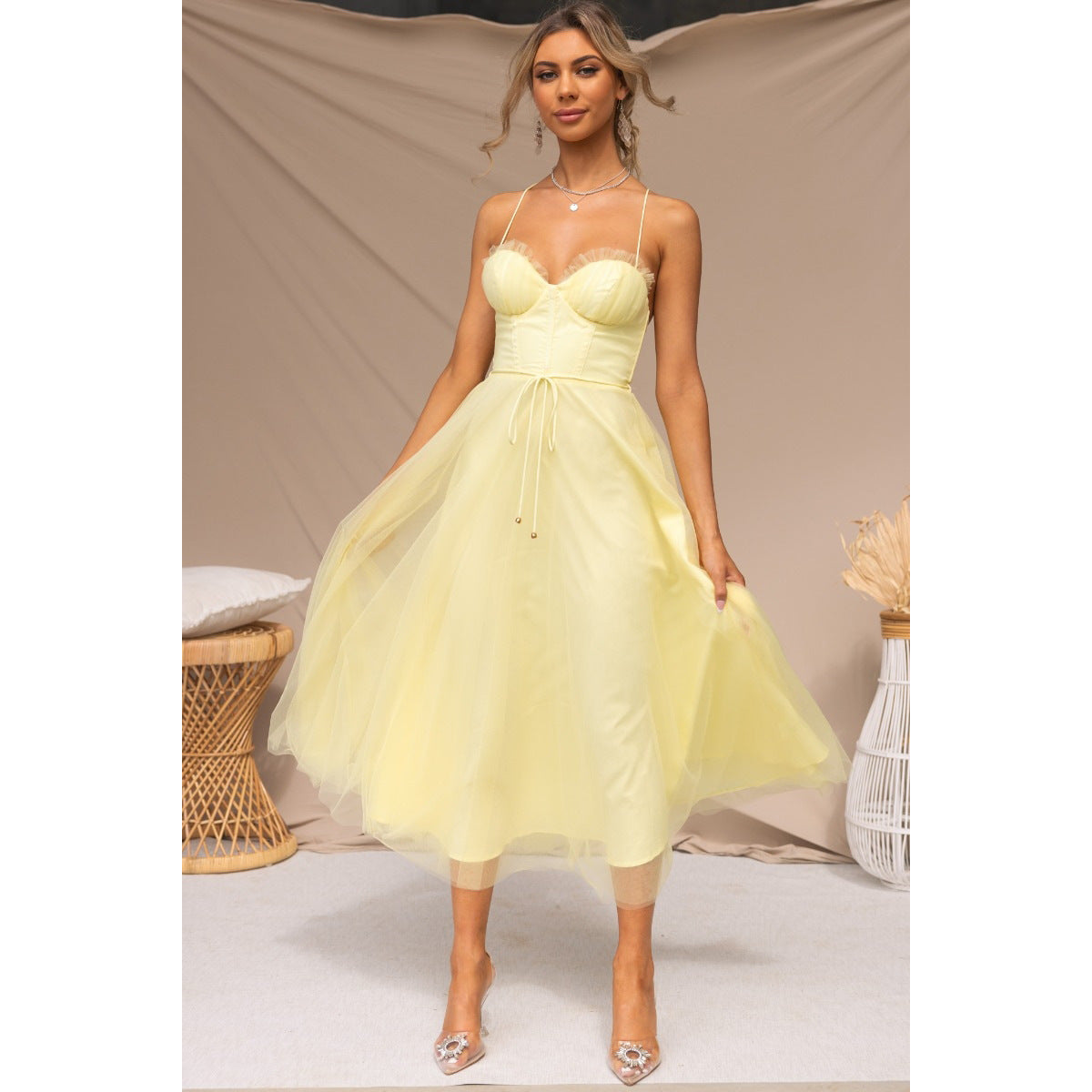 Stunning Citrine Dream - Light Evening Dress – Front View