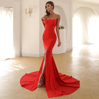 Radiant Crimson Allure Evening Dress – Back View