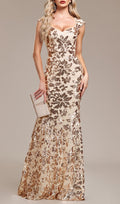 Stunning Golden Bloom Evening Dress – Flow Shot
