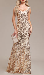Stunning Golden Bloom Evening Dress – Flow Shot