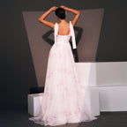 Chic Petal Mist Evening Dress – Detail View