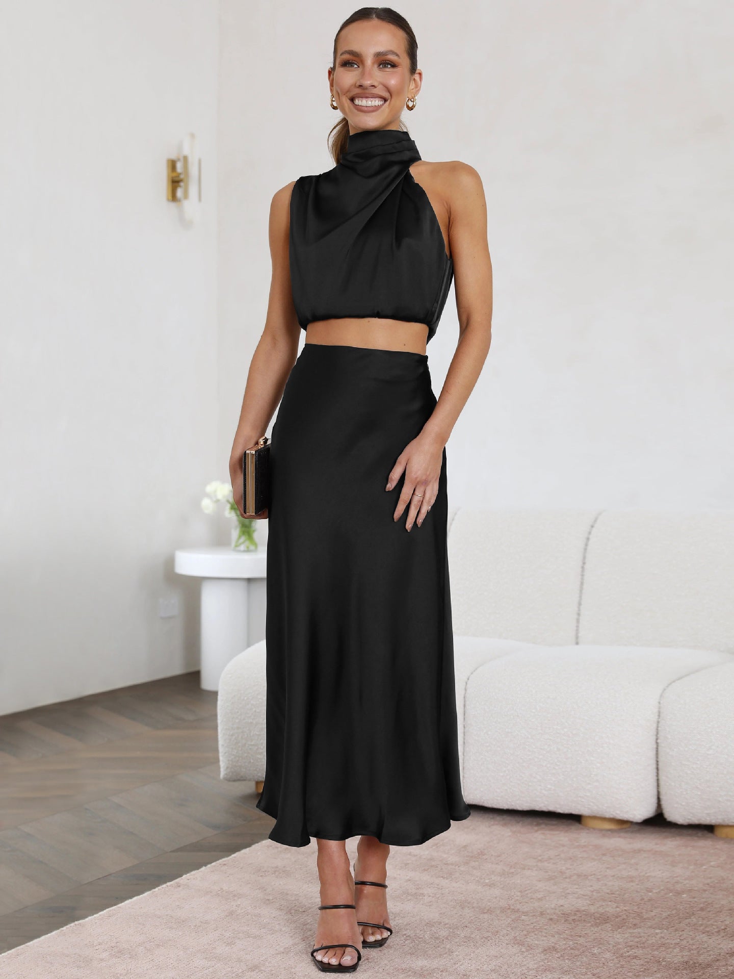Graceful Jade Reverie Evening Dress – Front View