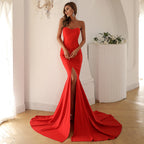 Radiant Crimson Allure Evening Dress – Detail View