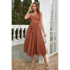 Enchanting Citrine Dream - Dark Evening Dress – Model View