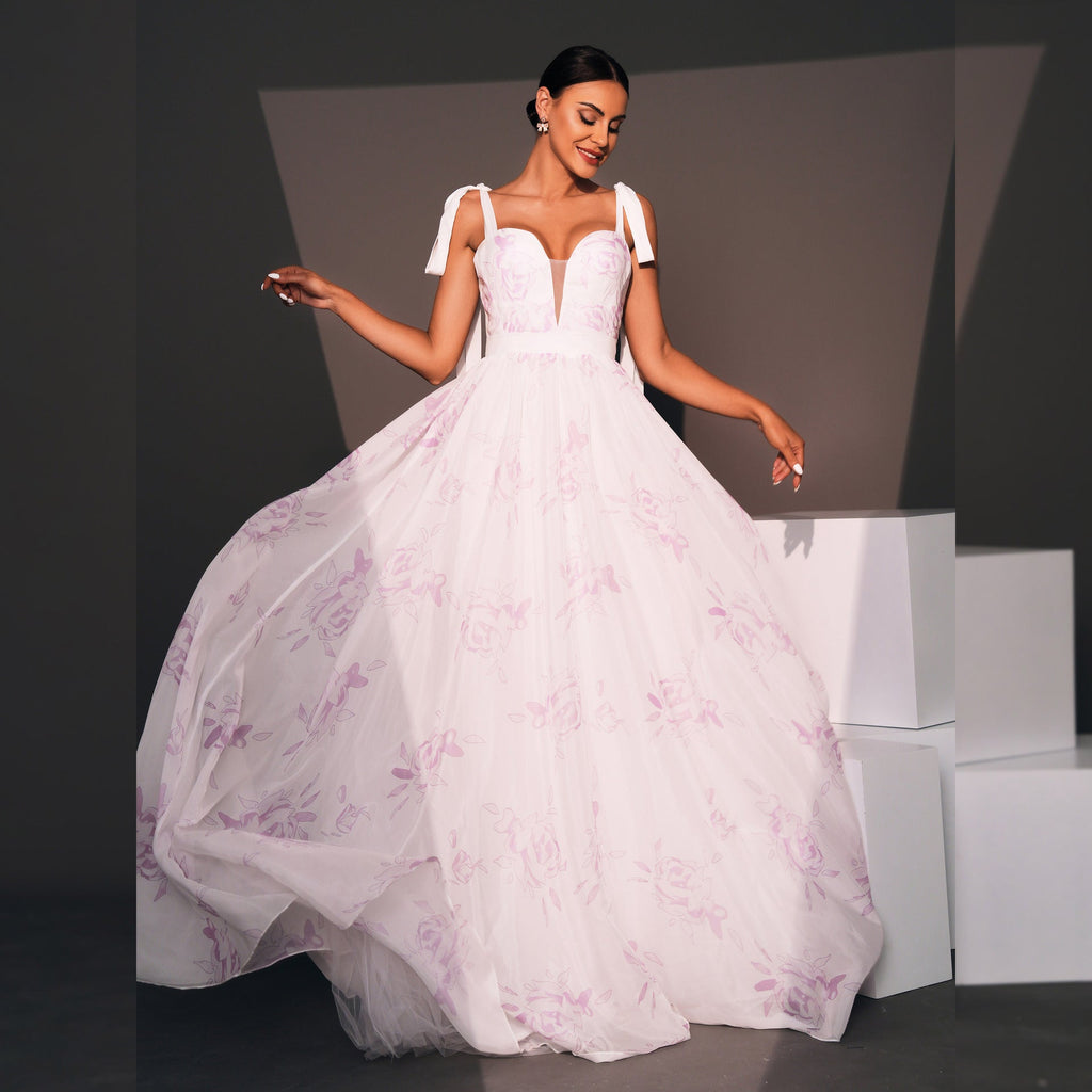 Chic Petal Mist Evening Dress – Texture Detail