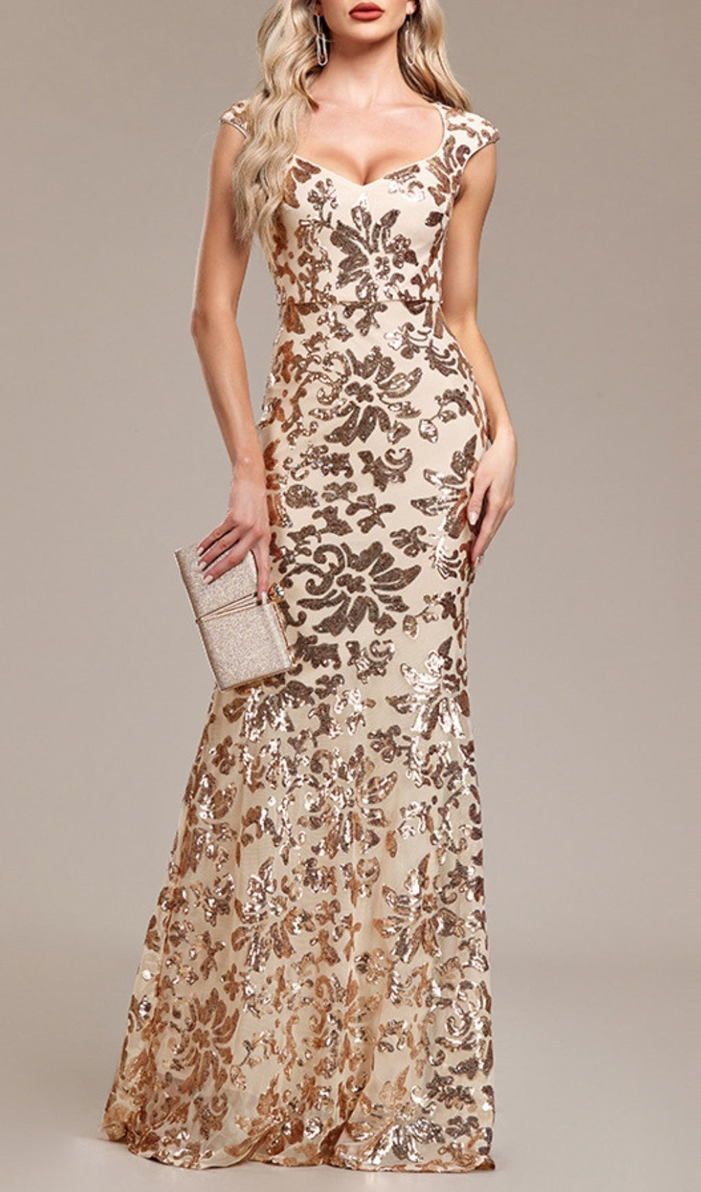 Stunning Golden Bloom Evening Dress – Close Up