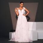 Chic Petal Mist Evening Dress – Flow Shot
