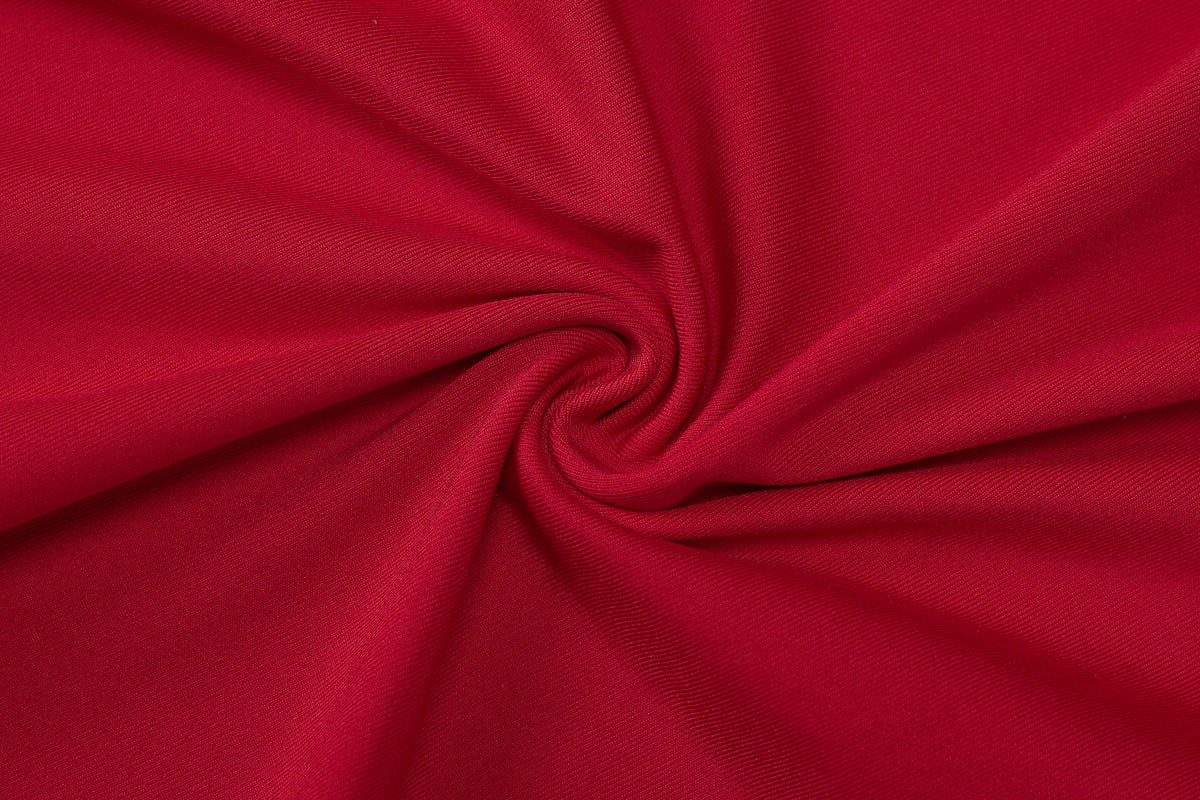 Elegant Scarlet Drape Cocktail Dress – Flow Shot