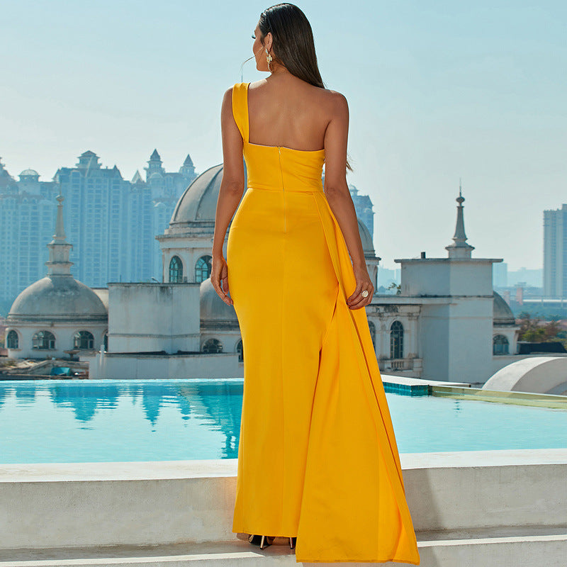 Sophisticated Sunset Command Evening Dress – Side View