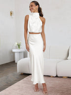 Graceful Jade Reverie Evening Dress – Detail View