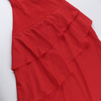 Graceful Rouge Cascade Evening Dress – Texture Detail