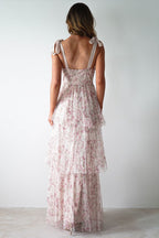 Elegant Fleur Cascade Evening Dress – Detail View
