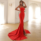 Radiant Crimson Allure Evening Dress – Full Length