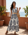 Palm Line Dress – Front View | Women's Maxi Dress