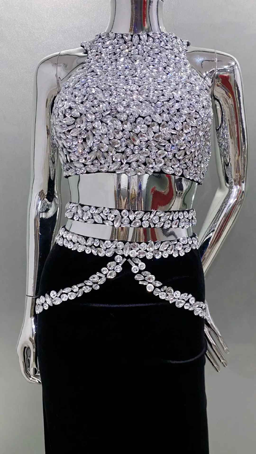 Refined Crystal Zenith Evening Dress – Detail View