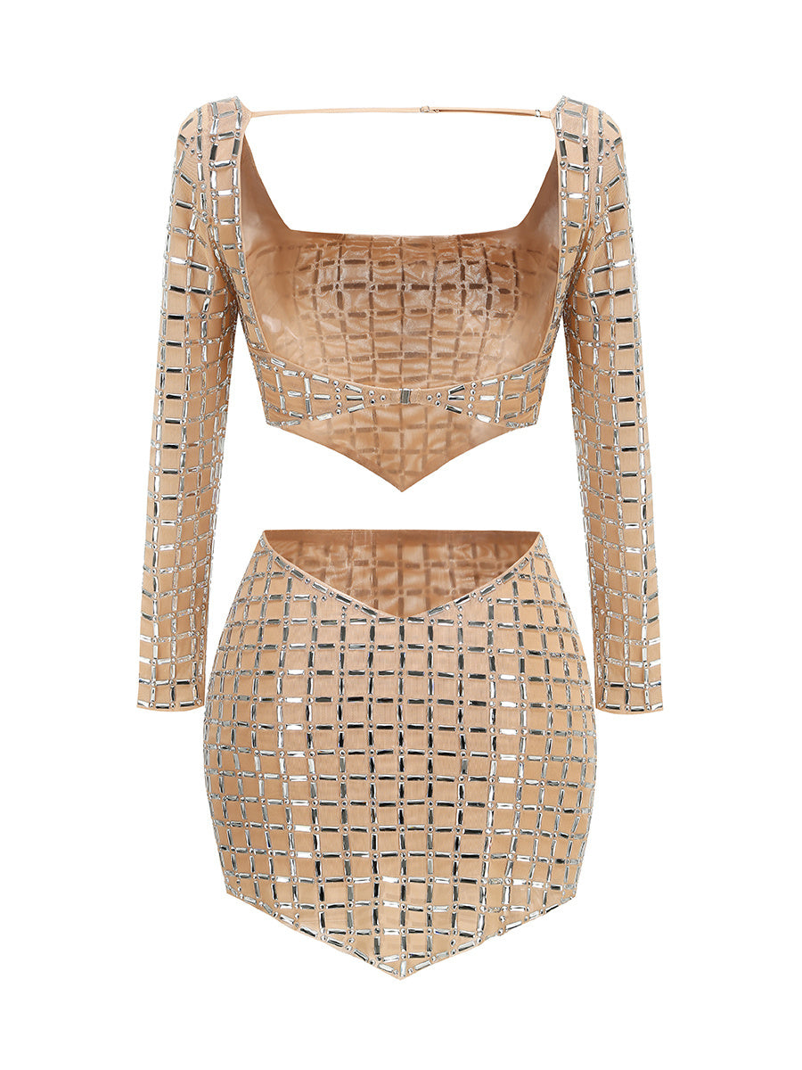 Graceful Crystal Halo Cocktail Dress – Front View