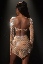 Graceful Crystal Halo Cocktail Dress – Close Up