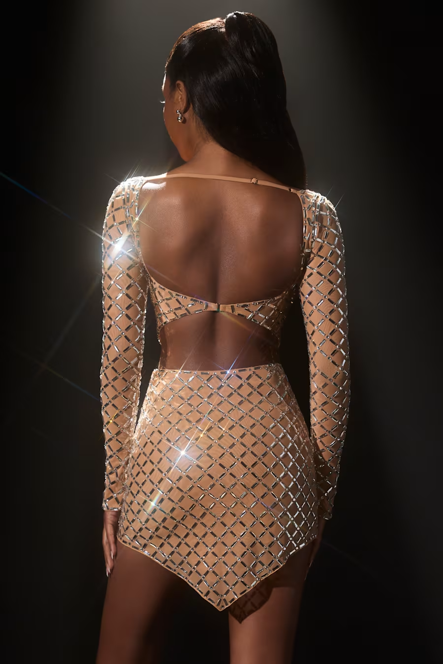 Graceful Crystal Halo Cocktail Dress – Close Up