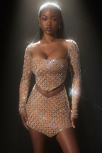 Graceful Crystal Halo Cocktail Dress – Side View