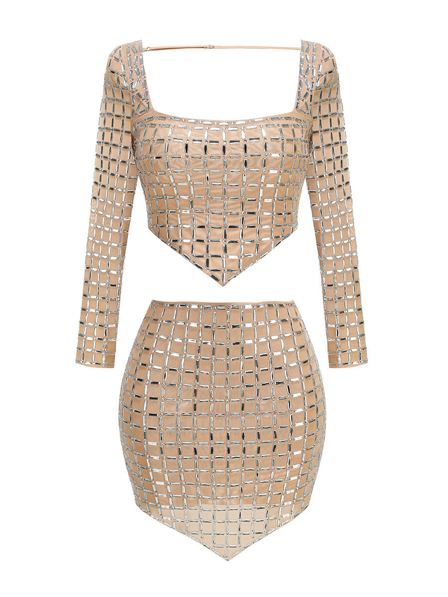 Graceful Crystal Halo Cocktail Dress – Movement Shot
