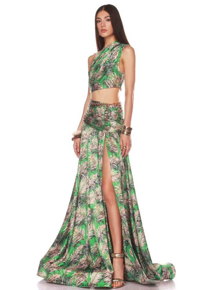 Exquisite Tropical Whisper Evening Dress – Full Length
