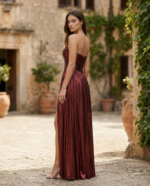 Alluring Ruby Glow Gown Evening Dress – Side View