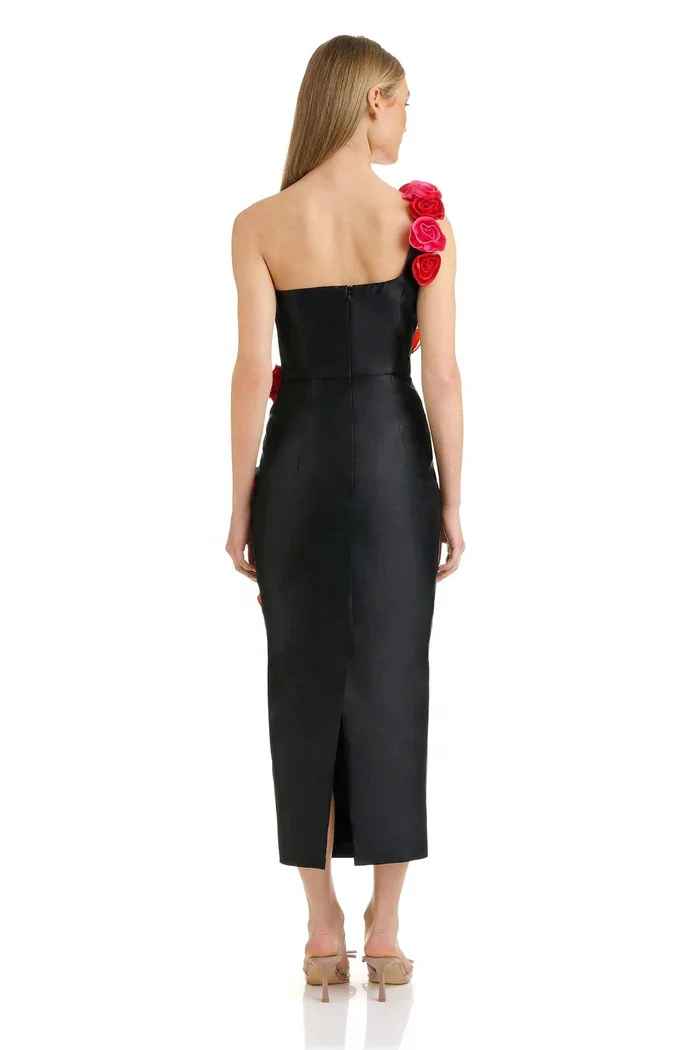Timeless Crimson Rose Cocktail Dress – Full Length