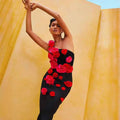 Timeless Crimson Rose Cocktail Dress – Side View