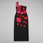 Timeless Crimson Rose Cocktail Dress – Draped Look