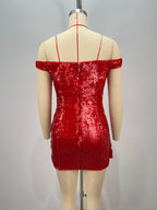 Polished Scarlet Spell Cocktail Dress – Close Up