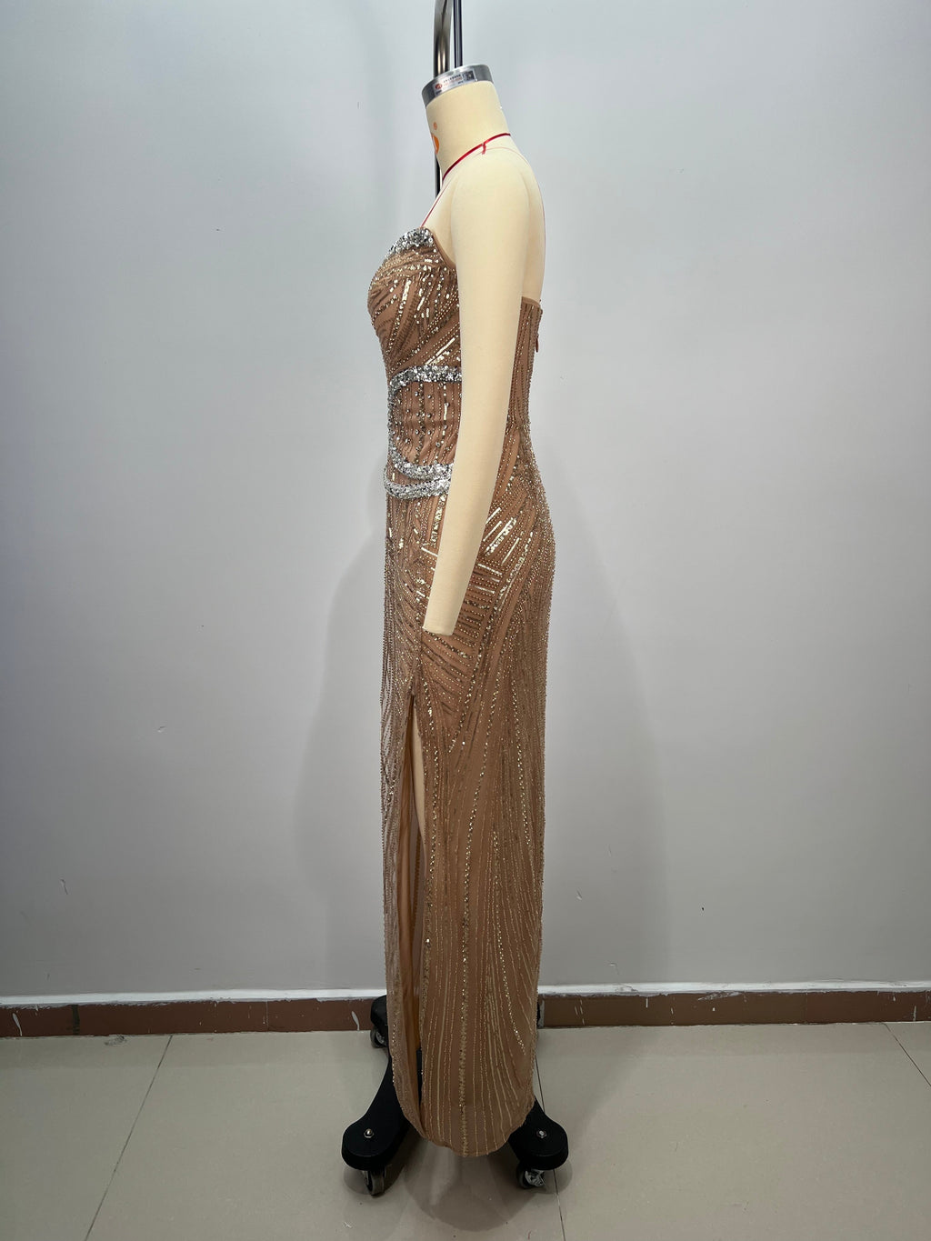 Graceful Golden Current Evening Dress – Close Up