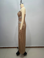 Graceful Golden Current Evening Dress – Close Up