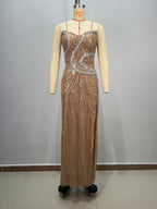 Graceful Golden Current Evening Dress – Detail View