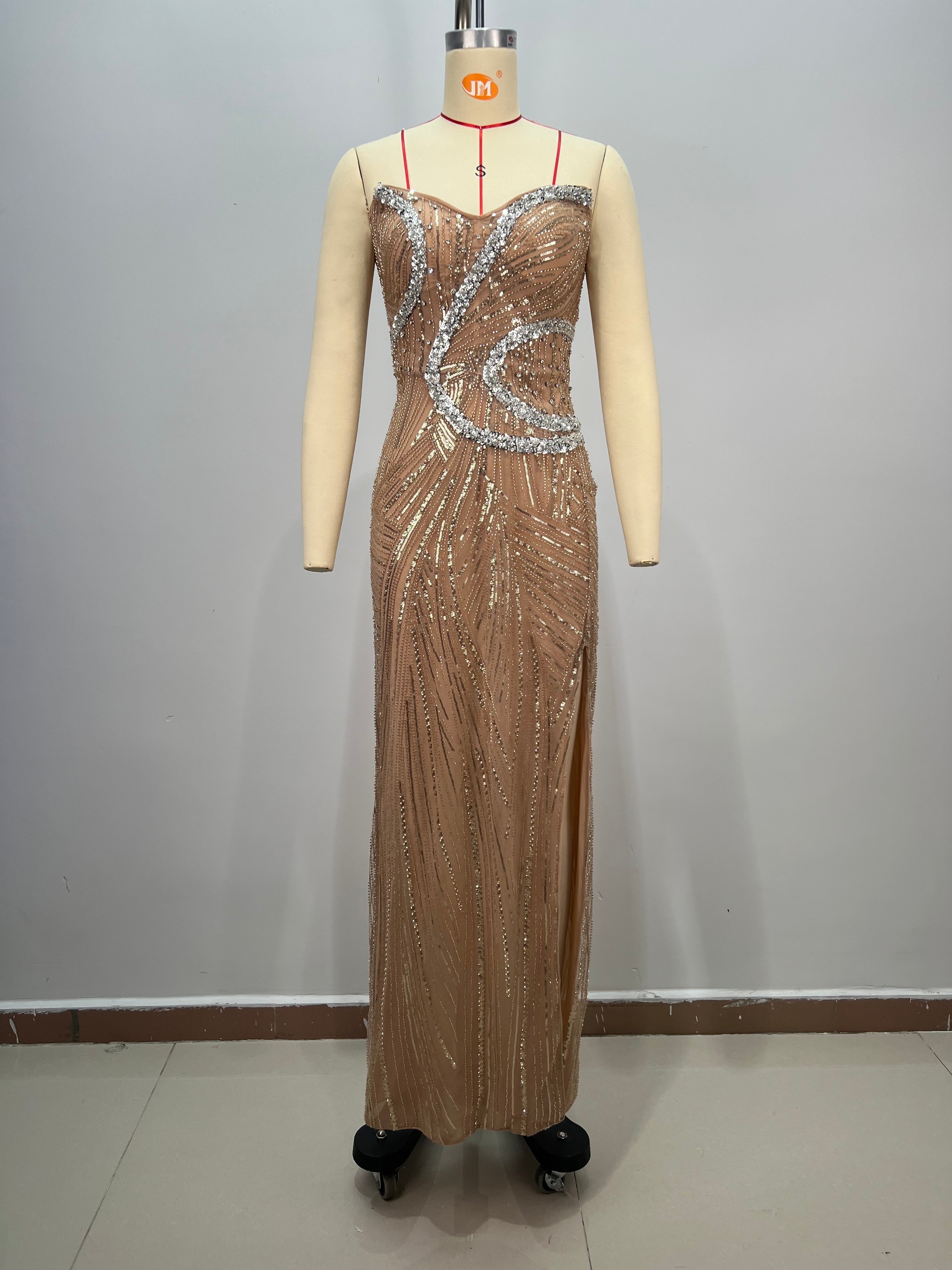 Graceful Golden Current Evening Dress – Detail View